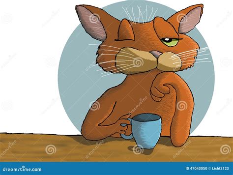 Coffee Cat Stock Illustration Illustration Of Sleepy 47043050