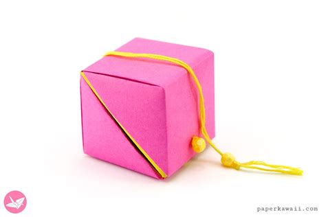 Hinged Origami Box Cube Version Tutorial Paper Kawaii Origami Box