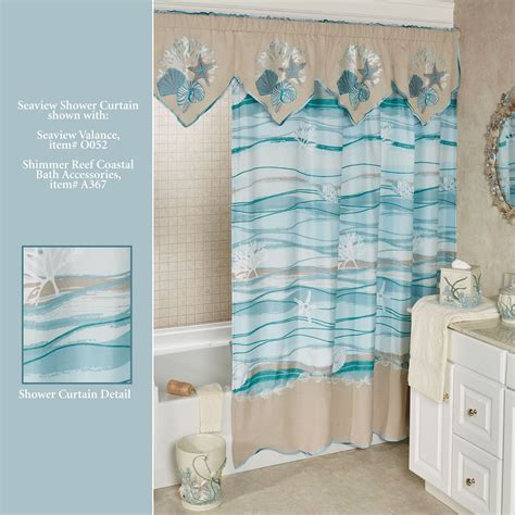 Seaview Wave Design Coastal Shower Curtain Coastal Shower Curtain