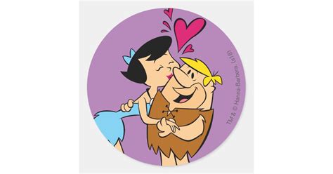 The Flintstones Betty Kissing Barney Classic Round Sticker