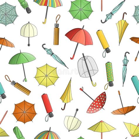 Vector Seamless Pattern Of Colored Umbrellas Stock Vector