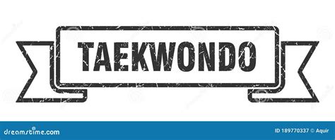 Taekwondo Ribbon Taekwondo Grunge Band Sign Stock Vector