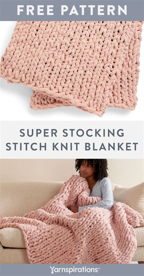 Free Bernat Super Stocking Stitch Knit Blanket Pattern Yarnspirations
