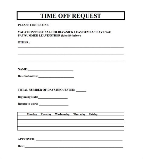 time  request forms   sample templates
