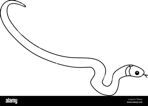 Vector Line Cartoon Animal Clip Art Grass Snake Natrix Stock Vector