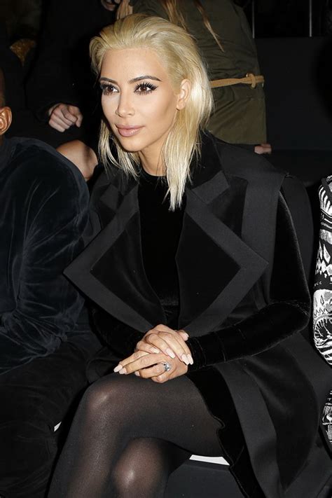 Kim Kardashian Shows Her Platinum Blond Hair During Paris Fashion Week