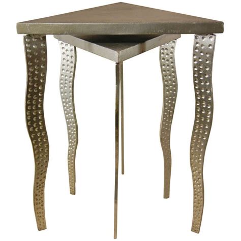 Postmodernism Pair of Nesting Tables in Steel and Wood. at 1stdibs