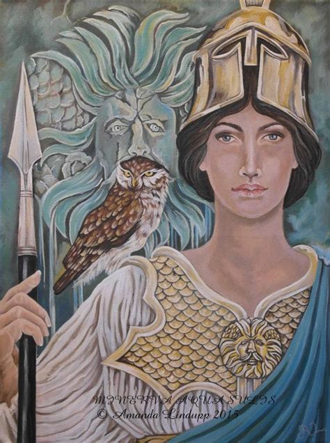 A3 Minerva Aqua Sulis Print Celtic Deities Minerva Owl Minerva Goddess