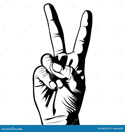 Simple Illustration Of Victory Symbol Finger Gesture Stock Vector