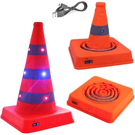 Pcs Led Reflective Usb Rechargeable Traffic Cones Light Up Emergency
