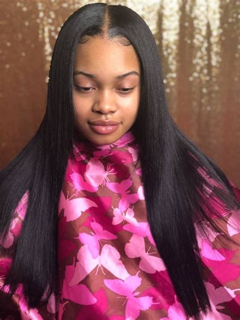 Middle Part Sew In Leave Out Straight Sew In Hairstyles Sew In
