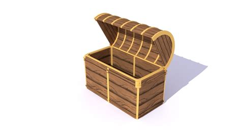 3d Model Gold Wooden Treasure Chest Cgtrader