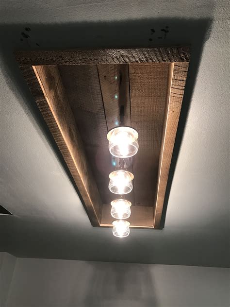 Usually, there is one fluorescent light fixture in the center or more fixtures mounted to the kitchen ceiling. New reclaimed wood and recessed fixture | Track lighting ...