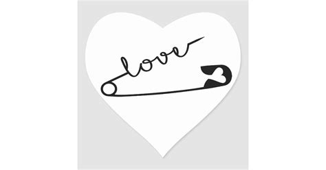 Safety Pin Love Heart Sticker Zazzle