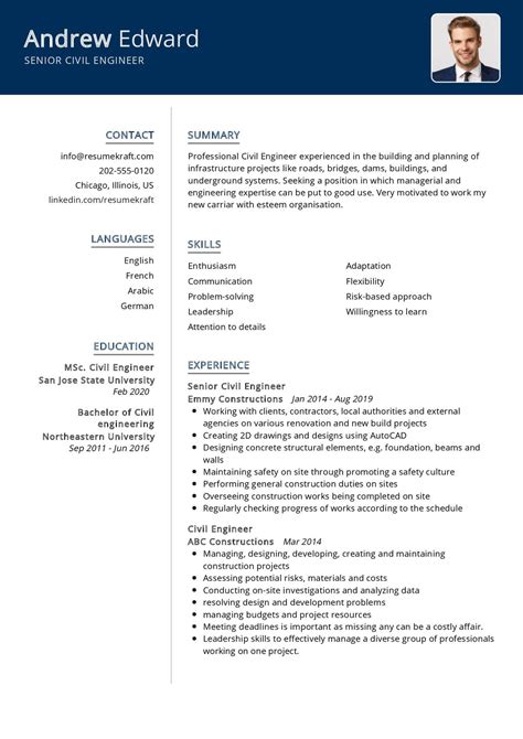 A civil engineer with more than 5 a civil engineer with more than 5 yrs of vast experience in infrastructure like metro stations, road and railway tunnels, bridges and metro rail viaduct structures and high. Summary For Civil Engineer Resume : Senior Civil Engineer Resume Sample 2021 Resumekraft