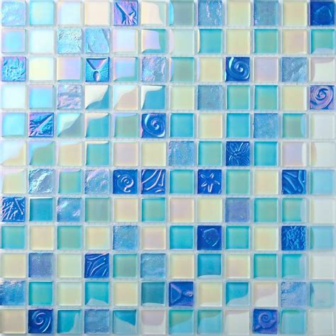 Tst Crystal Glass Tiles Sea Glass Mosaic Tile Iridescent Lovely Flower Patter With Interior