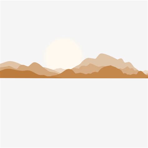Hand Painted Cartoon Mountain Peak Silhouette Mountain Range Sunset