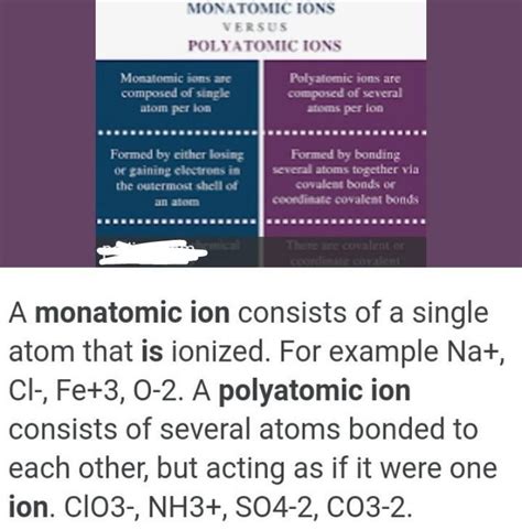 4 Difference Between Monoatomic Ions And Polyatomic Ions Brainly In