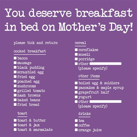 Breakfast In Bed Mothers Day Card By Edith And Bob