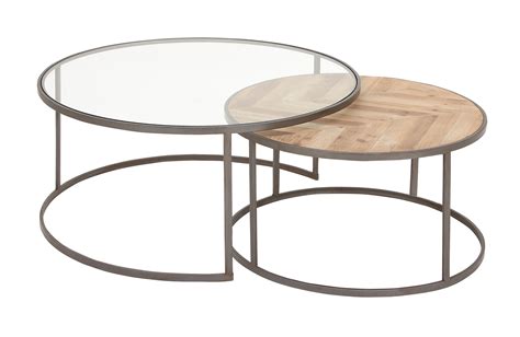 Modern round nesting coffee tables with gold dipped legs: DecMode Large Contemporary Metal, Glass & Wood Nesting ...