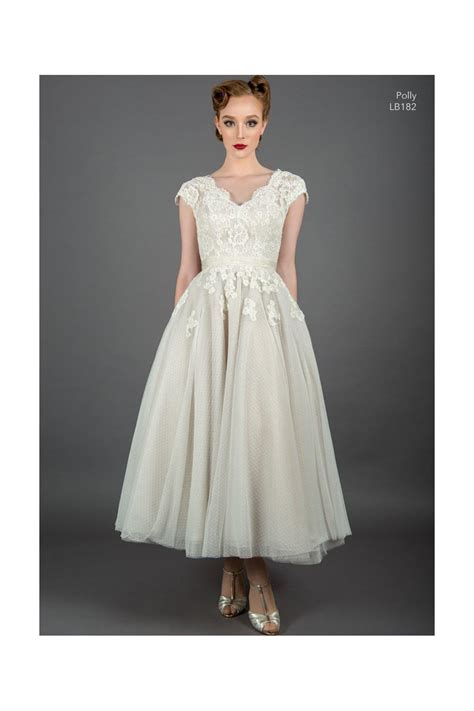 Polly Rose Lb182 Loulou Bridal Tea Calf Vintage 50s Spotty Bridal Gown