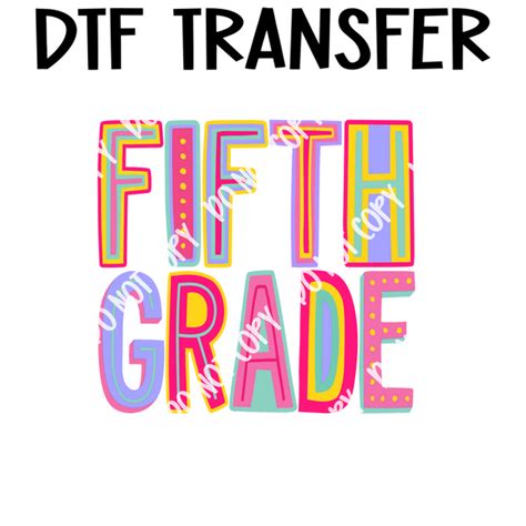 Colorful Fifth Grade Girl Dtf Transfer Wills Creek Designs