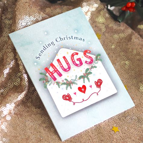 Sending Christmas Hugs Christmas Card Xmas 2020 Card Free Uk Etsy