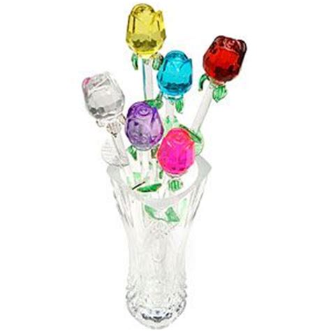 Glass flowers long stem rose bud set 4 pink green clear home essentials & beyond. 127 best images about GLASS FLOWERS on Pinterest
