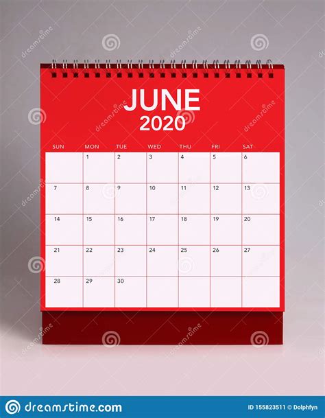 Simple Desk Calendar 2020 June Stock Image Image Of Simple