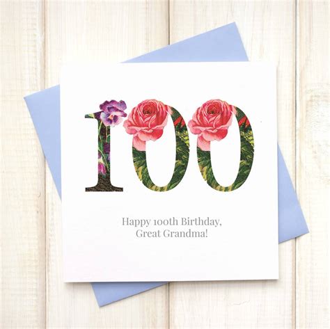 Personalised 100th Floral Birthday Card By Chi Chi Moi