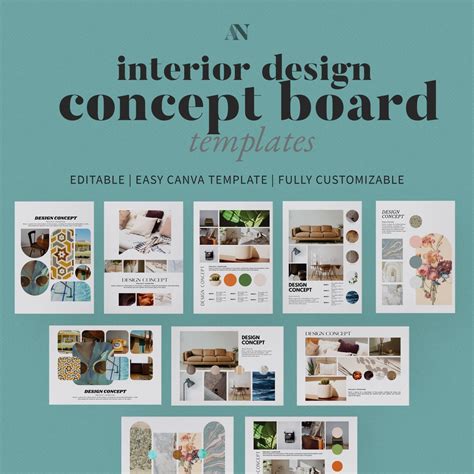 Interior Design Concept Board Templates Canva Template Etsy