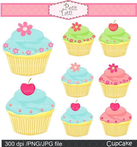Cupcake Clip Art Cake Cupcakes Blue Pink Green Cupcake Instant