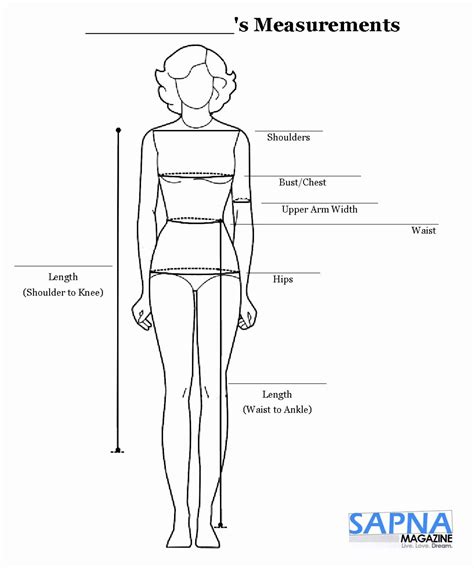 Printable Body Measurement Chart Female