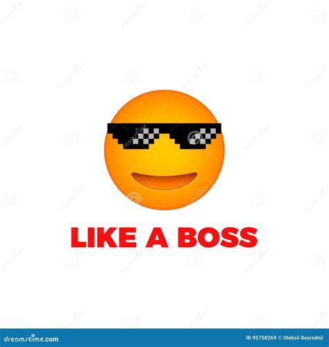 Like A Boss Emoji Smile Face Vector Stock Vector Illustration Of