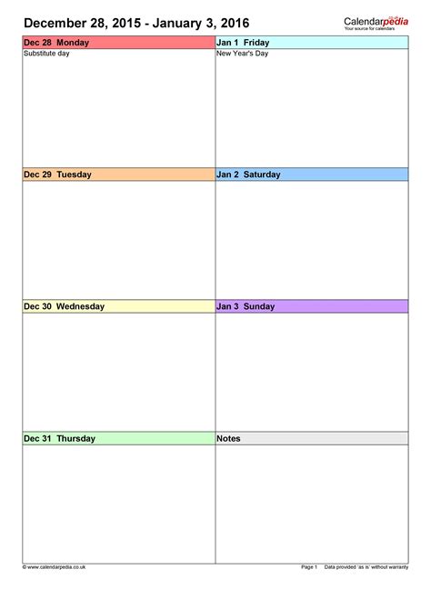 1 Week Calendar Fillable Printable Calendar Printables Free Templates