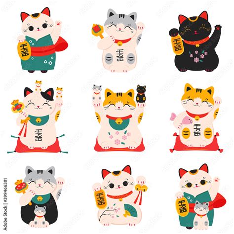Japanese Maneki Neko Cats Collection Traditional White Lucky Cat Doll