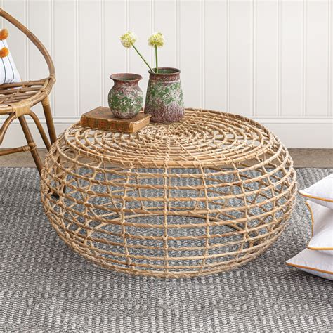 Clean the table glass with cleaning liquid and paper towel. Farmhouse-Style Rattan Round Coffee Table