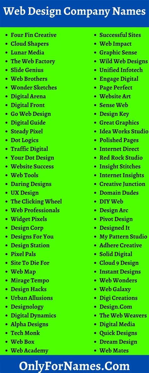 Web Design Company Names Catchy Names For Web Design Company