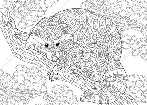 Wir empfehlen den kostenlosen foxit reader. Raccoon Adult Coloring Page. Zentangle by ...