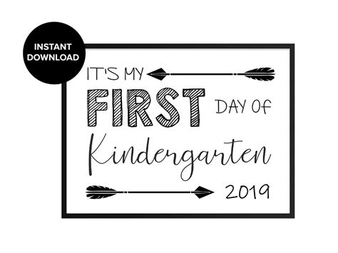 First Day Of Kindergarten Sign First Day Of School Printable Sign