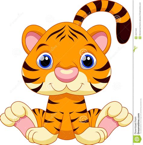 Illustration about cute cartoon tiger on a blue background. Cute tiger cartoon stock illustration. Illustration of ...