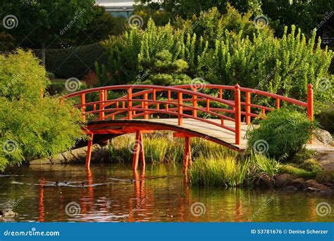 Japanese Garden With Bridge Closeup Stock Photo Image Of Water