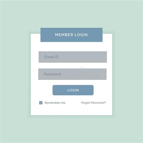 Minimal Login Form Template Design For Website And Applications Stock
