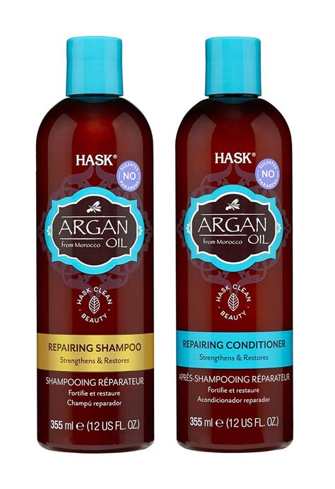 Hask Argan Oil Shampoo And Conditioner Set Repairing For All Hair Types Color Safe Gluten Free