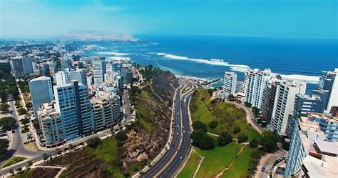 Panoramic Aerial View Of Miraflores Town In Lima Peru Stock Photo