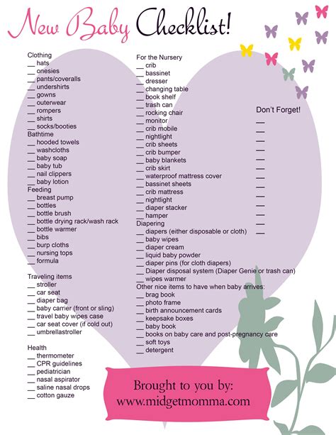 Free Baby Needs Printable Check List Baby Checklist New Baby
