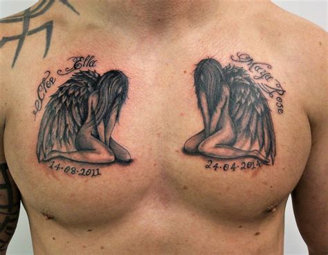Angels Chest Tattoo By Dave
