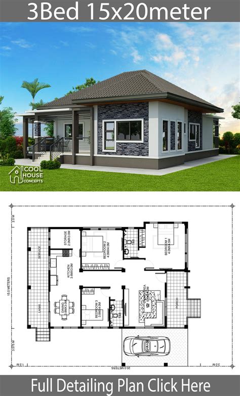 Modern House Design Plan 75x10m With 3beds Home Ideas