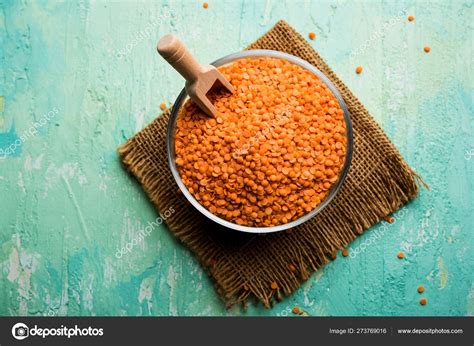 Red Lentil Lal Masoor Dal Bowl Selective Focus Stock Photo By