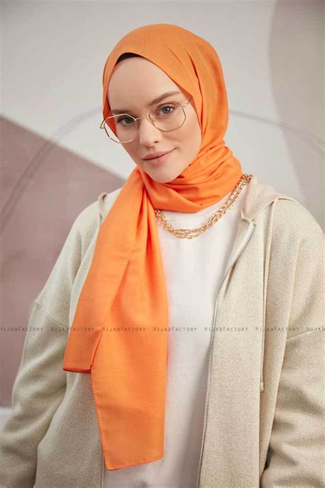 Silky Plain Orange Hijab Hijab Hijabfactoryno